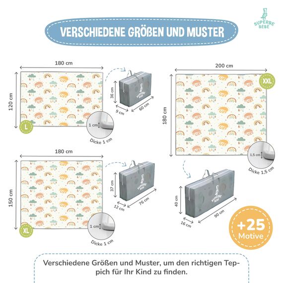 Krabbelmatte Baby Faltbar Spielmatte Kinder Spieldecke 120x180x1cm Krabbeldecke Für Baby - Babymatte Kindermatte - Schaumstoffmatte Kinderteppich- Spielteppich - Bodenmatte Kinder - Babygeschenk