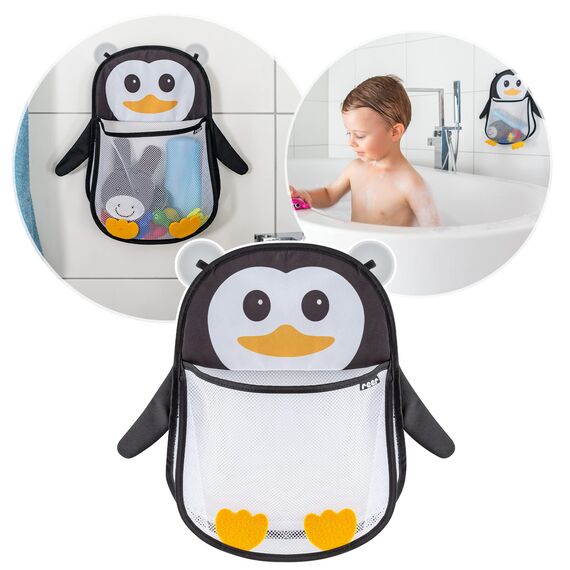Reer MyHappyPingu Badespielzeug-Netz, hygienische Aufbewahrung für Badewannenspielzeug, Wannenablage
