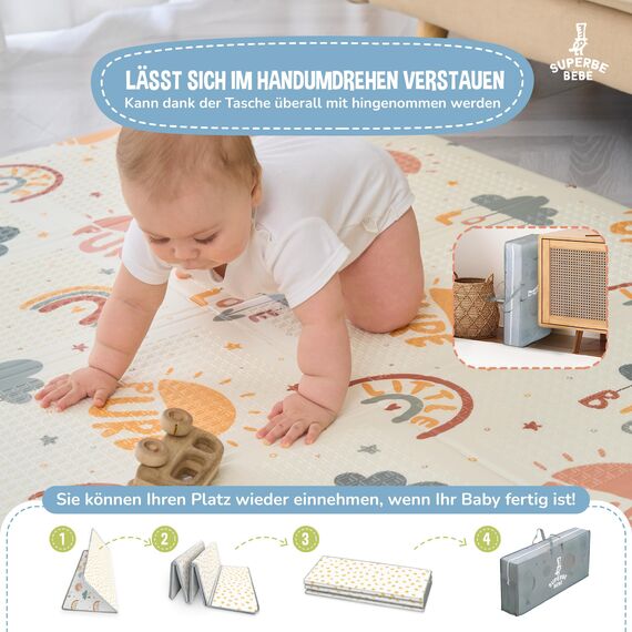 Krabbelmatte Baby Faltbar Spielmatte Kinder Spieldecke 120x180x1cm Krabbeldecke Für Baby - Babymatte Kindermatte - Schaumstoffmatte Kinderteppich- Spielteppich - Bodenmatte Kinder - Babygeschenk