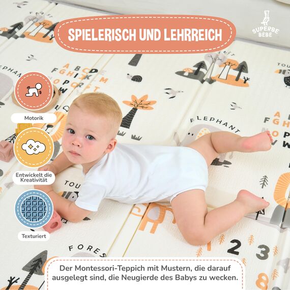 Krabbelmatte Baby Faltbar Spielmatte Kinder Spieldecke 150x180x1cm Krabbeldecke Für Baby - Babymatte Kindermatte - Schaumstoffmatte Kinderteppich- Spielteppich - Bodenmatte Kinder - Babygeschenk