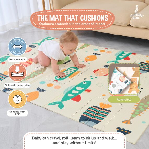 Krabbelmatte Baby Faltbar Spielmatte Kinder Spieldecke 120x180x1cm Krabbeldecke Für Baby - Babymatte Kindermatte - Schaumstoffmatte Kinderteppich- Spielteppich - Bodenmatte Kinder - Babygeschenk