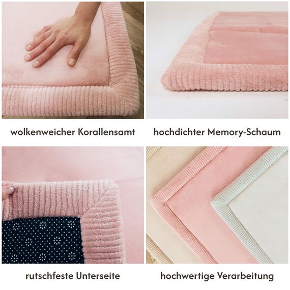 Hakuna Matte Wolkenweiche Spielmatte Baby 200x150x2,5cm, rosa – Teppich für Kinderzimmer mit hochwertigem Memory-Schaum – Krabbelmatte Baby mit Rutschfester Unterseite – Krabbeldecke, Tatami Matte