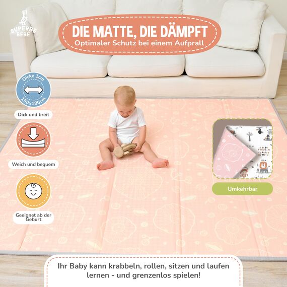 Krabbelmatte Baby Faltbar Spielmatte Kinder Spieldecke 150x180x1cm Krabbeldecke Für Baby - Babymatte Kindermatte - Schaumstoffmatte Kinderteppich- Spielteppich - Bodenmatte Kinder - Babygeschenk