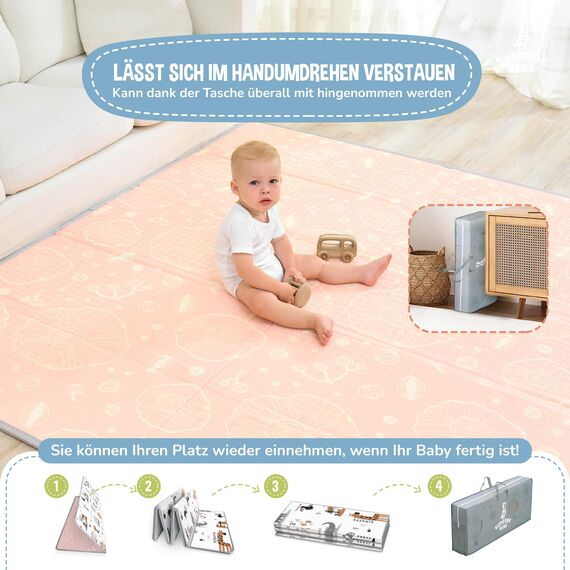 Krabbelmatte Baby Faltbar Spielmatte Kinder Spieldecke 150x180x1cm Krabbeldecke Für Baby - Babymatte Kindermatte - Schaumstoffmatte Kinderteppich- Spielteppich - Bodenmatte Kinder - Babygeschenk