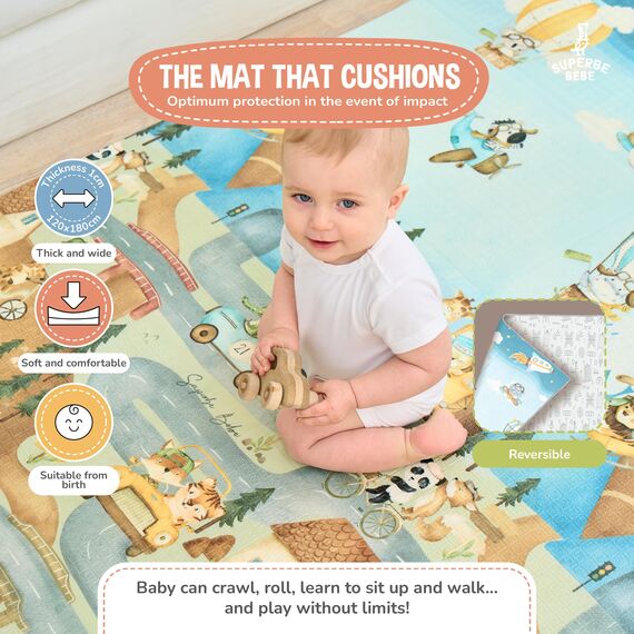 Krabbelmatte Baby Faltbar Spielmatte Kinder Spieldecke 120x180x1cm Krabbeldecke Für Baby - Babymatte Kindermatte - Schaumstoffmatte Kinderteppich- Spielteppich - Bodenmatte Kinder - Babygeschenk