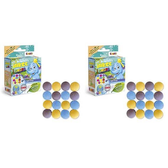 CRAZE INKEE Bath Drops - Badetabletten zum Farben Lernen, Badefarben für Kinder Badewanne - Badekugeln Kinder in Magenta, Gelb und Blau 43943, 1 Stück (2er Pack)