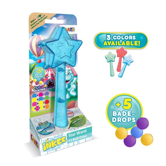 INKEE Wand Star Bath Toys | Stern-Zauberstab mit Kinder Badebomben , Badekugeln mit Badefarben für die Badewanne, Erdbeerduft - Badewanne Spielzeug Kinder, Farbauswahl Nicht möglich