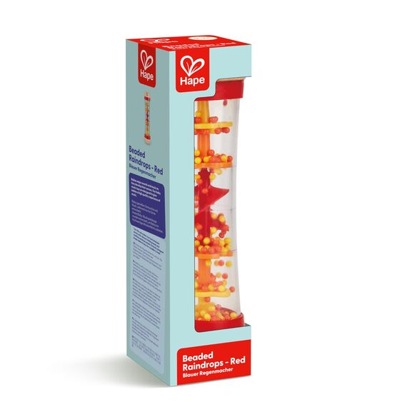 Hape Regenmacher - rot, Musikspielzeug zur ersten Sinneswahrnehmung, Babyspielzeug, Mini-Rassel aus Holz, Klangspielzeug zur Sinnesförderung und Motorik, Montessori Spielzeug, ab Geburt
