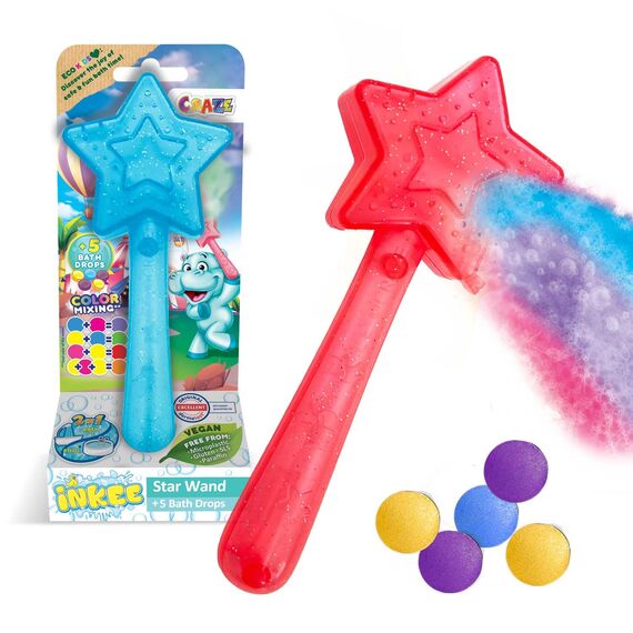 INKEE Wand Star Bath Toys | Stern-Zauberstab mit Kinder Badebomben , Badekugeln mit Badefarben für die Badewanne, Erdbeerduft - Badewanne Spielzeug Kinder, Farbauswahl Nicht möglich