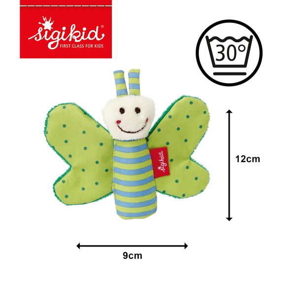 sigikid Rassel & Greiflinge Baby Activity Spielzeug Knistertuch Rassel Plüsch-Schmetterling Stofftier - Geschenk für Babys ab 3 Monaten