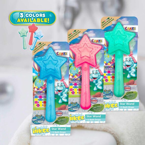 INKEE Wand Star Bath Toys | Stern-Zauberstab mit Kinder Badebomben , Badekugeln mit Badefarben für die Badewanne, Erdbeerduft - Badewanne Spielzeug Kinder, Farbauswahl Nicht möglich