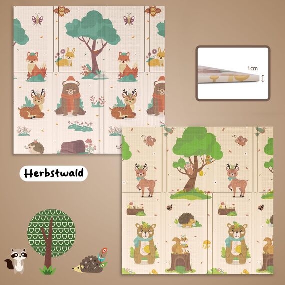 Mallie® Spielmatte Baby Faltbar 120x120x1cm [100% BPA- und Schadstoff-Frei] Doppelseitige Krabbelmatte Baby, Krabbeldecke Baby I Baby Play Mat, Spielmatte Baby Faltbar