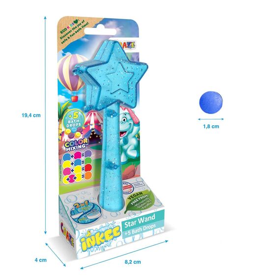 INKEE Wand Star Bath Toys | Stern-Zauberstab mit Kinder Badebomben , Badekugeln mit Badefarben für die Badewanne, Erdbeerduft - Badewanne Spielzeug Kinder, Farbauswahl Nicht möglich