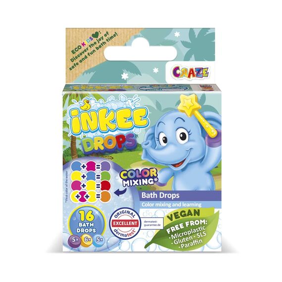CRAZE INKEE Bath Drops - Badetabletten zum Farben Lernen, Badefarben für Kinder Badewanne - Badekugeln Kinder in Magenta, Gelb und Blau 43943, 1 Stück (2er Pack)