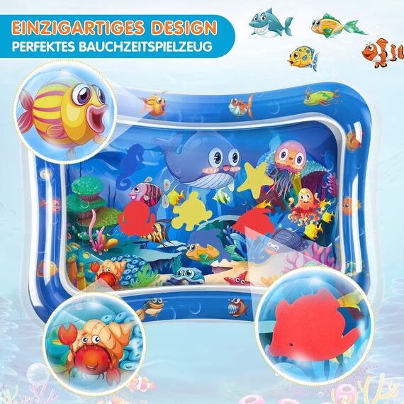 Infinno Wassermatte Baby Wasserspielmatte Spielzeug, Spielmatte Baby für 3 6 9 Monate Blauer Ozean (Packung mit 2)