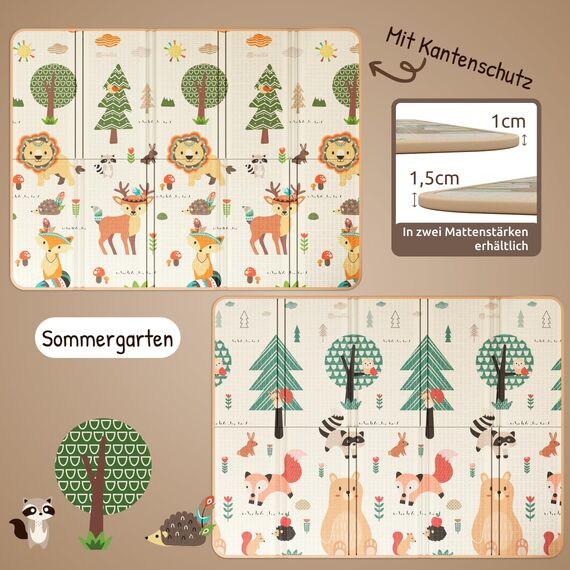 Mallie® Spielmatte Baby Faltbar inkl. Gratis Tragetasche 180x150x1cm [100% BPA- und Schadstoff-Frei] Doppelseitige Krabbelmatte Baby, Krabbeldecke Baby I Baby Play Mat, Spielmatte Baby Faltbar