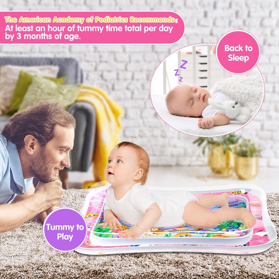 Infinno Wassermatte Baby Wasserspielmatte Spielzeug, Spielmatte Baby für 3 6 9 Monate (Rosenpulver)