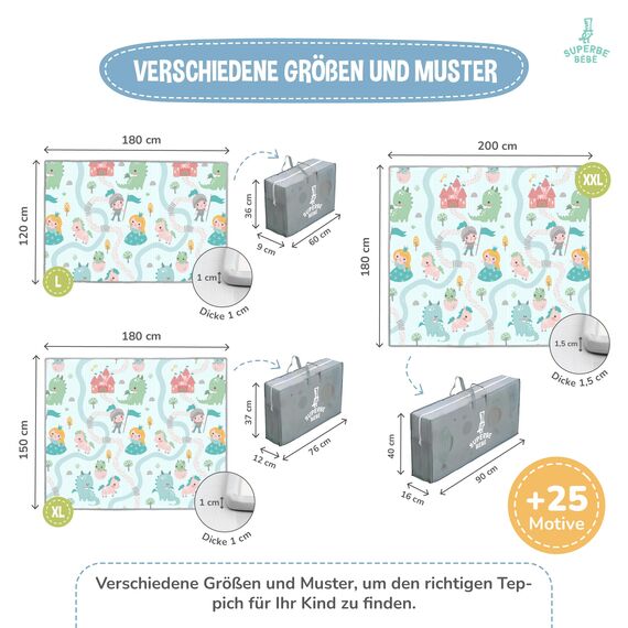Krabbelmatte Baby Faltbar Spielmatte Kinder Spieldecke 150x180x1cm Krabbeldecke Für Baby - Babymatte Kindermatte - Schaumstoffmatte Kinderteppich- Spielteppich - Bodenmatte Kinder - Babygeschenk