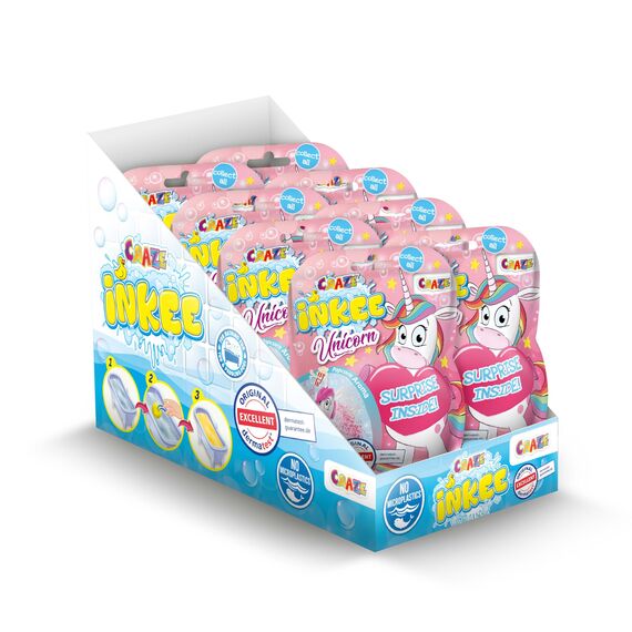 INKEE Unicorn | 8er Set Badebomben Kinder mit Überraschung, Badekugeln 8X 100g mit Einhornfiguren, Pop-Corn Duft