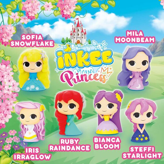INKEE Surprise Princess Badebomben – 5er Pack Prinzessin Badekugeln mit Überraschungsfigur, Zuckerwatte-Duft & Mandelöl, dermatologisch getestet, 5x 100g