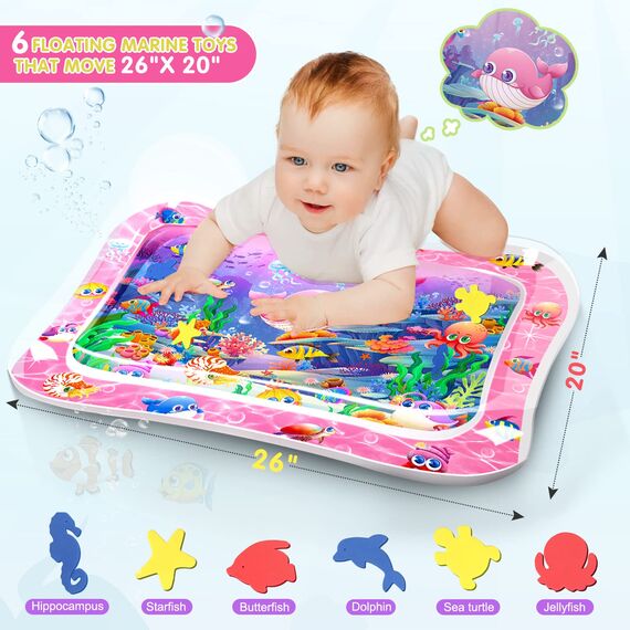 Infinno Wassermatte Baby Wasserspielmatte Spielzeug, Spielmatte Baby für 3 6 9 Monate (Rosenpulver)