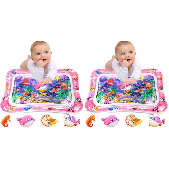 Infinno Wassermatte Baby Wasserspielmatte Spielzeug, Spielmatte Baby für 3 6 9 Monate (Rosenpulver) (Packung mit 2)