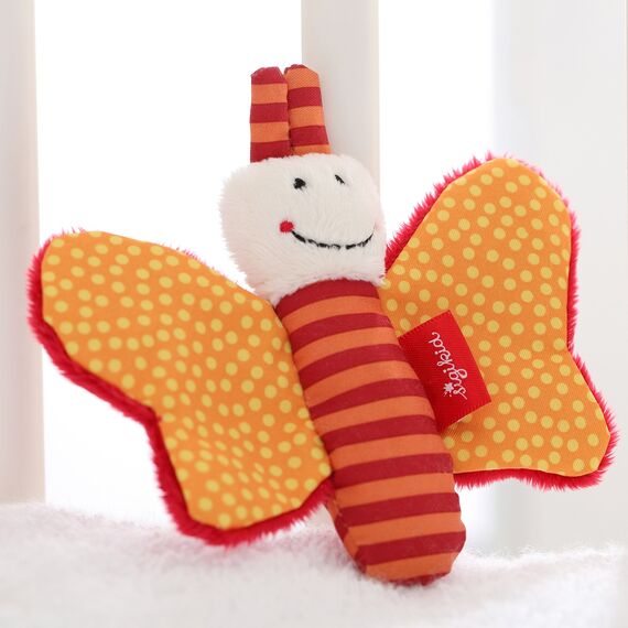SIGIKID 41181 Greifling Schmetterling Red Stars Mädchen und Jungen Babyspielzeug empfohlen ab Geburt orange