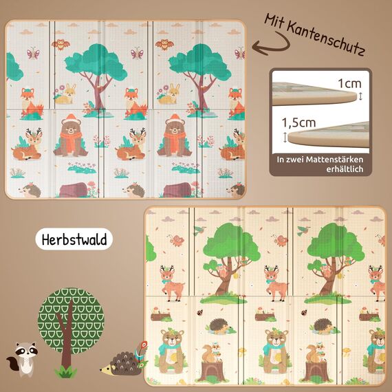 Mallie® Spielmatte Baby Faltbar inkl. Gratis Tragetasche 180x150x1cm [100% BPA- und Schadstoff-Frei] Doppelseitige Krabbelmatte Baby, Krabbeldecke Baby I Baby Play Mat, Spielmatte Baby Faltbar
