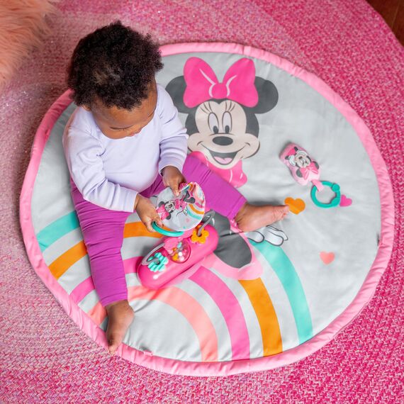 Bright Starts Disney Baby MINNIE MAUS Forever Besties Aktivitätsspielzeug mit Musik und Lichtern, Rosa, Neugeborene+