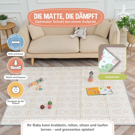 Krabbelmatte Baby Faltbar Spielmatte Kinder Spieldecke 150x180x1cm Krabbeldecke Für Baby - Babymatte Kindermatte - Schaumstoffmatte Kinderteppich- Spielteppich - Bodenmatte Kinder - Babygeschenk