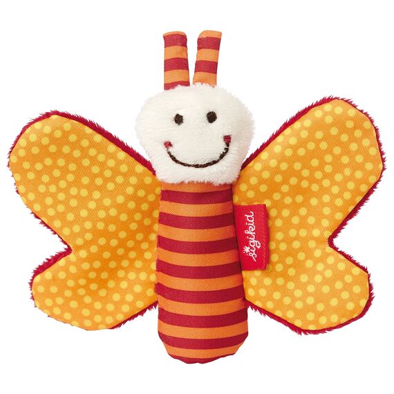 SIGIKID 41181 Greifling Schmetterling Red Stars Mädchen und Jungen Babyspielzeug empfohlen ab Geburt orange