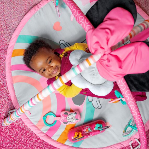 Bright Starts Disney Baby MINNIE MAUS Forever Besties Aktivitätsspielzeug mit Musik und Lichtern, Rosa, Neugeborene+