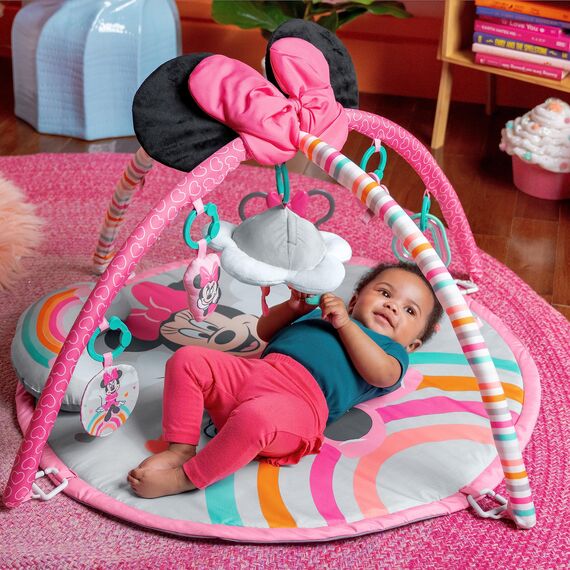 Bright Starts Disney Baby MINNIE MAUS Forever Besties Aktivitätsspielzeug mit Musik und Lichtern, Rosa, Neugeborene+