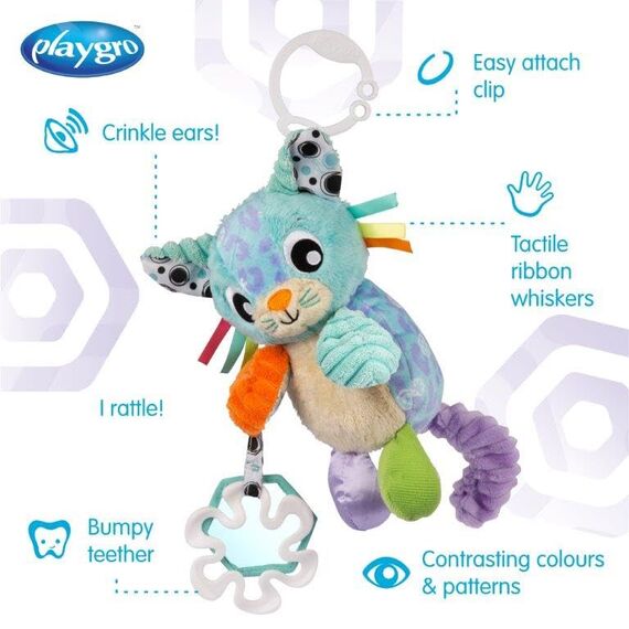 Playgro Sensory Friend Katze - wasserdicht - schmutzfrei - farbig Lernspielzeug ab 3 Monaten