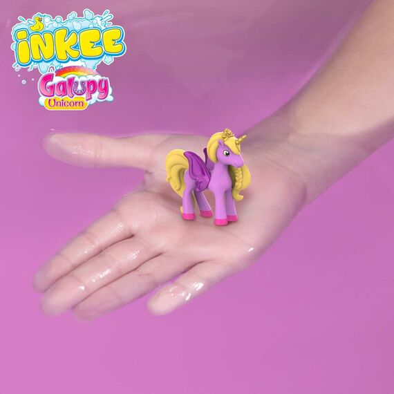 INKEE Galupy Unicorn | Badebombe Kinder mit Überraschung, Badekugel 100g mit GALUPY Einhornfiguren, Karamellduft & Jojobaöl (Packung mit 2)