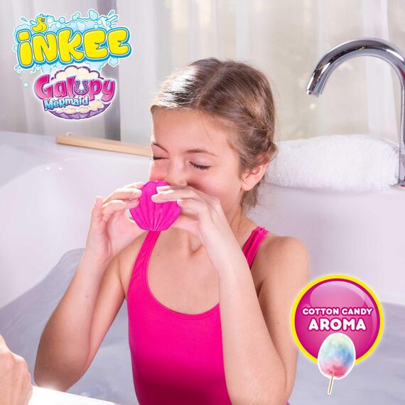 INKEE Surprise GALUPY MERMAID | 3er Pack Badebomben Kinder mit Überraschung, 3x Meerjungfrau Badekugeln kinder mit Zuckerwatte Aroma, Einhorn Spielzeug,