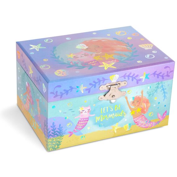Jewelkeeper - Meerjungfrau Schmuckkästchen mit Spieluhre für Mädchen, Regenbogen Meerjungfrau und Goldfolie Design - Sobre las Olas Melodie Purple