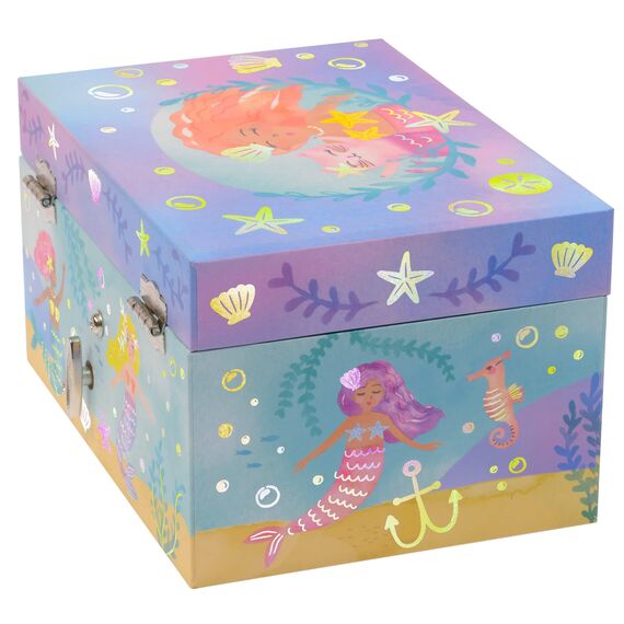 Jewelkeeper - Meerjungfrau Schmuckkästchen mit Spieluhre für Mädchen, Regenbogen Meerjungfrau und Goldfolie Design - Sobre las Olas Melodie Purple