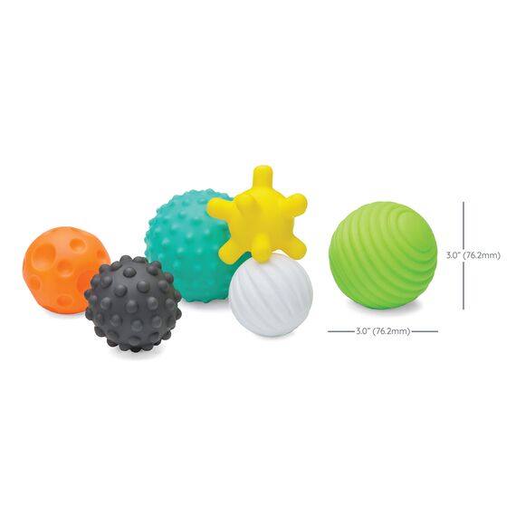 INFANTINO - Strukturiertes 6-teiliges Mehrball-Set für Babys - Sensorik Spielzeug - Mehrere Farben - Größen & Formen - Förderung der motorischen Fähigkeiten - Sensorische Erkundung - Ab 6 Monaten +