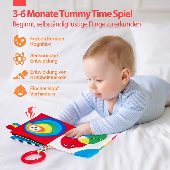 hahaland Kontrastkarten Baby Spielzeug 0 3 6 Monate, Schwarz Weiß Kontrasten Baby Buch für Neugeborene, Soft Bilderbuch Stoffbuch mit Spiegel, Kinderwagen Visuelle Stimulieren Babybuch Geschenk 2PCS