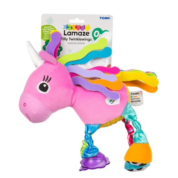Lamaze Baby Spielzeug "Ella, das Einhorn" Clip & Go, Greifling, Stoffspielzeug Kleinkind, Motorikspielzeug Beißen, Greifen & Geräusche Erzeugen, Geschenke zur Geburt, Babyspielzeug ab 0 Monaten