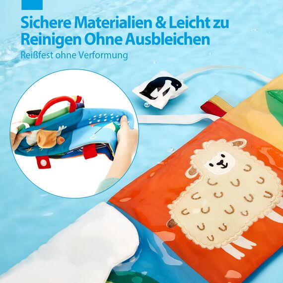 hahaland Stoffbuch Baby Spielzeug ab 0 6 Monate Schwarz Weiß Buch mit Spiegel,Kontrast Stoffbücher 0 Monate Baby Bücher Kinderwagen Spielzeug ab 0 3 6 12 Monate Geschenk für Jungen Mädchen