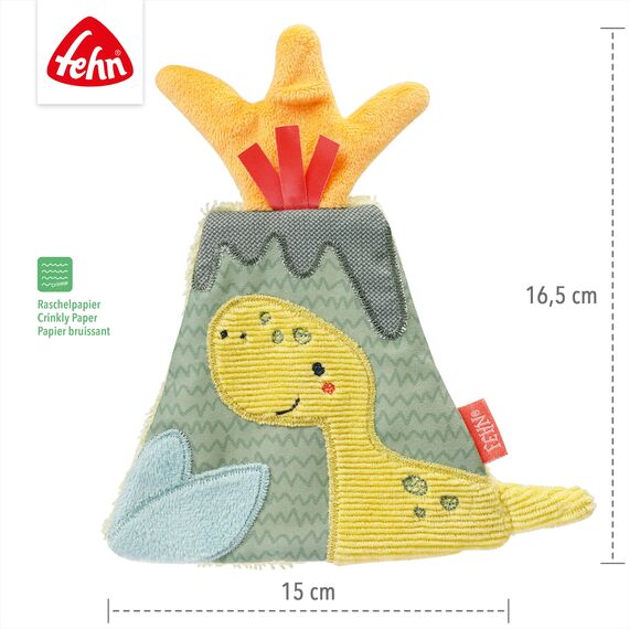 Fehn 051124 Knister-Vulkan – Activity-Rascheltier mit spannenden Strukturen zum Greifen, Lauschen, Spielen & Geräusche erzeugen, perfekter Begleiter für Babys und Kleinkinder