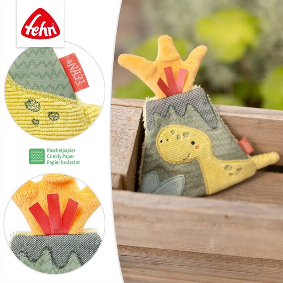 Fehn 051124 Knister-Vulkan – Activity-Rascheltier mit spannenden Strukturen zum Greifen, Lauschen, Spielen & Geräusche erzeugen, perfekter Begleiter für Babys und Kleinkinder