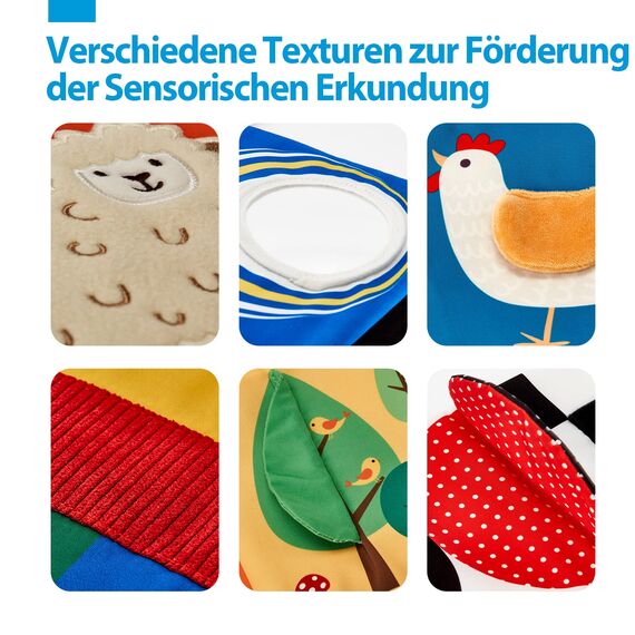 hahaland Stoffbuch Baby Spielzeug ab 0 6 Monate Schwarz Weiß Buch mit Spiegel,Kontrast Stoffbücher 0 Monate Baby Bücher Kinderwagen Spielzeug ab 0 3 6 12 Monate Geschenk für Jungen Mädchen
