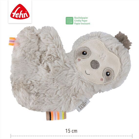 Fehn Knister-Faultier – Activity-Rascheltier zum Greifen, Lauschen, Spielen & Geräusche erzeugen - fördert Babys Sinne & Motorik - idealer Begleiter für Babys und Kleinkinder ab Geburt