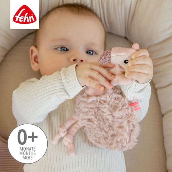Fehn Knister-Flamingo – Activity-Rascheltier zum Greifen, Lauschen, Spielen & Geräusche erzeugen - fördert Babys Sinne & Motorik - idealer Begleiter für Babys und Kleinkinder ab Geburt