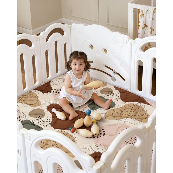 Lambluefly Krabbelmatte Baby Faltbar, Verdickte Krabbeldecke für Baby 200x180cm, Anti Rutsch Matte, Maschinenwaschbare, Spielmatte Faltbar, Babymatte Krabbelmatte für Laufgitter, Design im Bohème-Stil