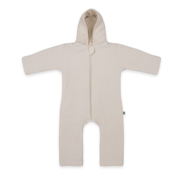 emma & noah Overall Baby, Mitwachsend, Baby Anzug mit Kapuze, Umschlagbare Beine und Ärmel, Wattiert und Gefüttert, Weich und Warm, Ideal für Herbst, Winter und Frühling (Essential Beige, 62/68 cm)