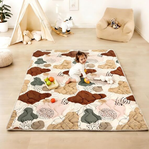 Lambluefly Krabbelmatte Baby Faltbar, Verdickte Krabbeldecke für Baby 200x180cm, Anti Rutsch Matte, Maschinenwaschbare, Spielmatte Faltbar, Babymatte Krabbelmatte für Laufgitter, Design im Bohème-Stil